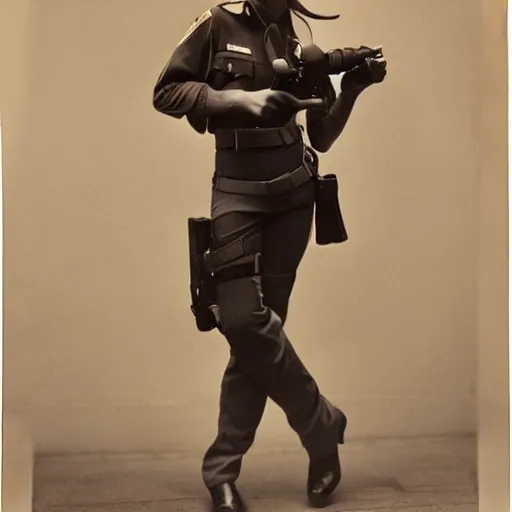 Prompt: this photo ( by annie leibovitz ) of a real human young policewoman was used as a reference when designing judy hopps