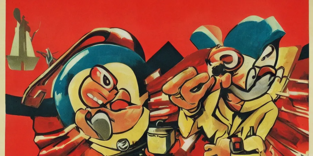 Image similar to Doctor Eggman, soviet propaganda poster,