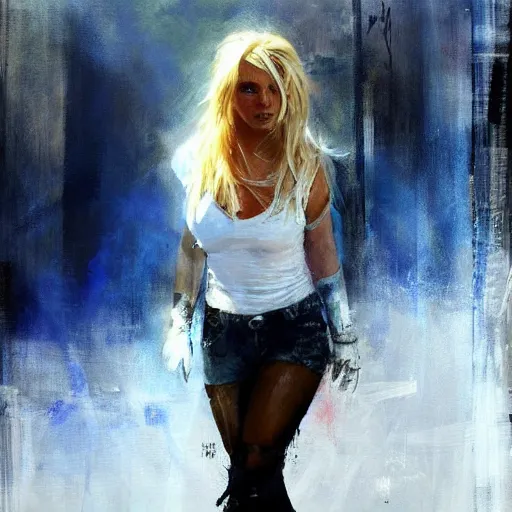 Prompt: britney spears, jeremy mann painting