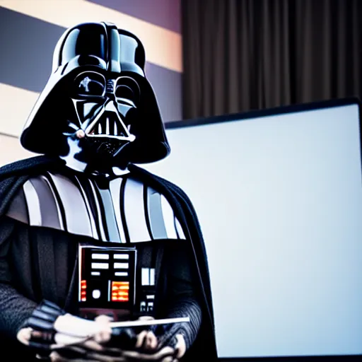 Image similar to photo of darth vader giving presentation in business meeting