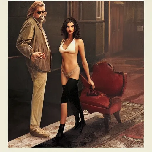 Prompt: The Big Lebowski by greg rutkowski starring Emily ratajkowski