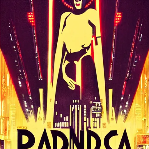 Prompt: a movie poster for pandora ’ s box ( 1 9 2 9 ) in the style of blade runner