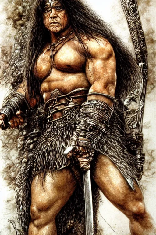 Image similar to danny devito as conan the barbarian by luis royo