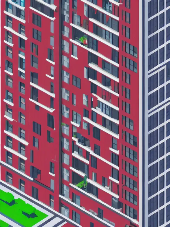 Image similar to Photo of Soviet apartment building, isometric, pixelart