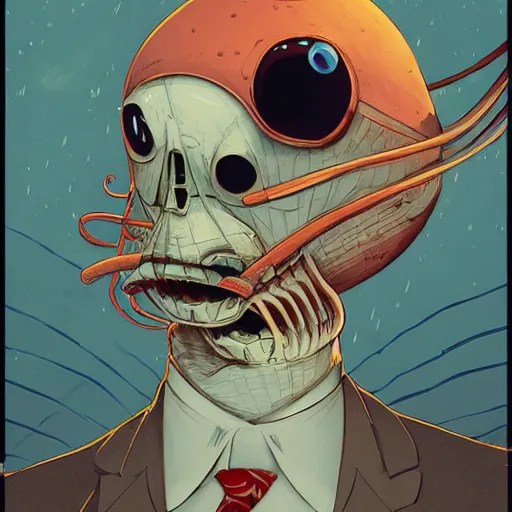 Image similar to a study of cell shaded portrait of Grim Fandango concept art, llustration, post grunge, concept art by josan gonzales and wlop, by james jean, Victo ngai, David Rubín, Mike Mignola, Laurie Greasley, highly detailed, sharp focus, alien, Trending on Artstation, HQ, deviantart, art by artgem