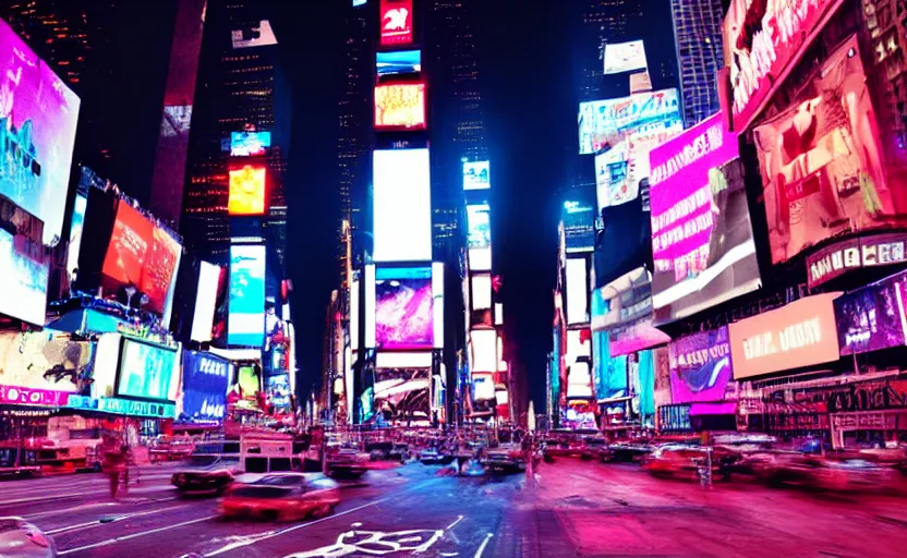 Prompt: Times Square in the year 2100, cyberpunk, neon