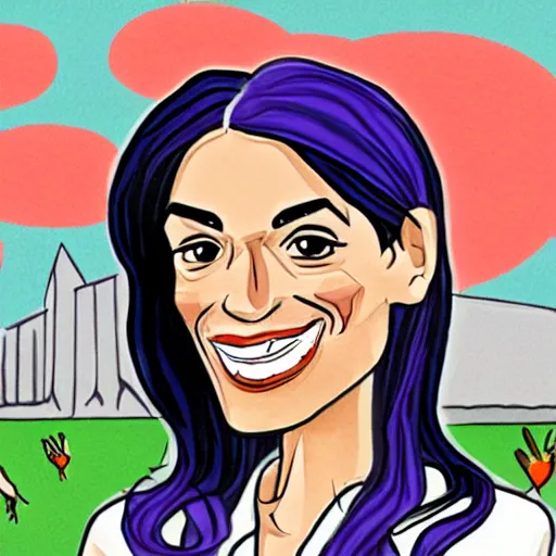 Prompt: Alexandria Ocasio Cortez as a cartoon horse