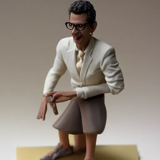 Image similar to clay model of jeff goldblum in a tutu,