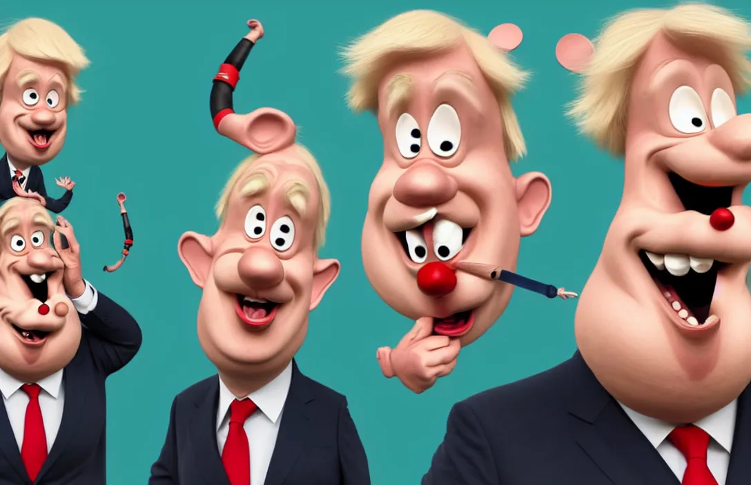 Image similar to boris johnson as the disney version of pinocchio, with a long nose, in the style of kim jung gi