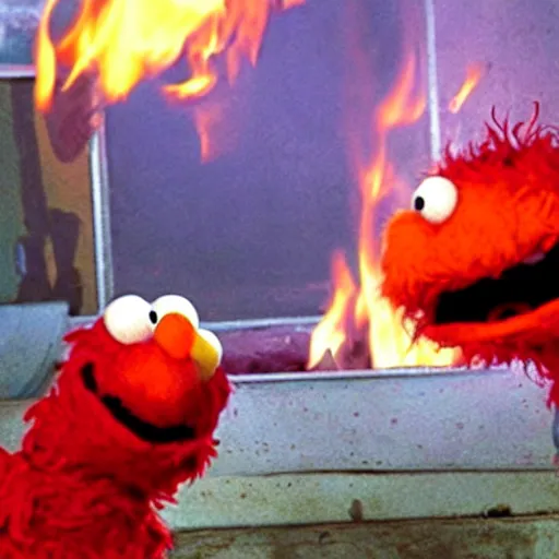 Image similar to Elmo burning alive