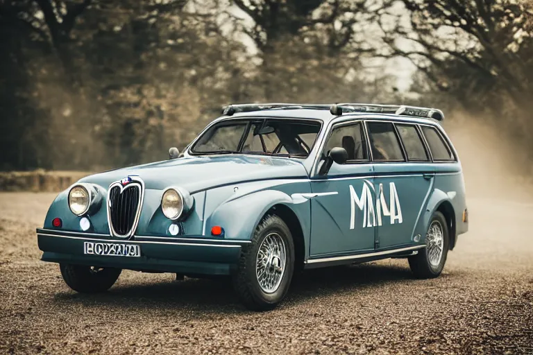 Prompt: 1935 Lancia Delta Integrale BMW M1 estate wagon, XF IQ4, 150MP, 50mm, F1.4, ISO 200, 1/160s, natural light, Adobe Photoshop, Adobe Lightroom, photolab, Affinity Photo, PhotoDirector 365