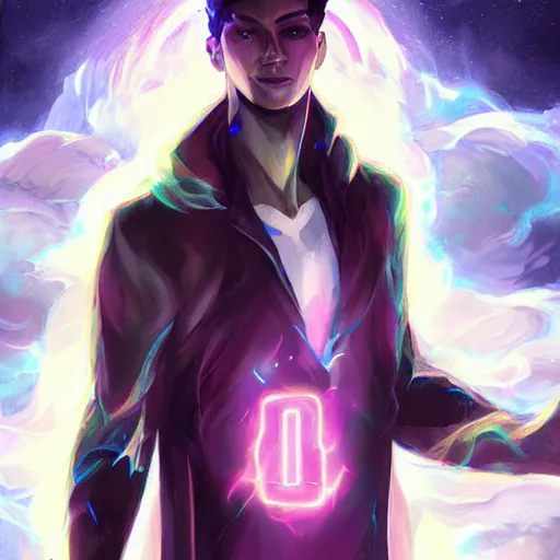 Prompt: a powerful psychic man emitting psychic powers, by ross tran, aesthetic!