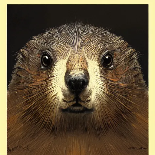 Image similar to Kirbycloseup filled background around face of a marmot, dark light night, intricate, elegant, sharp focus, illustration, highly detailed, digital painting, concept art, matte, art by WLOP and Artgerm and Greg Rutkowski and Alphonse Mucha, masterpiece