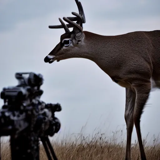 Image similar to a rocket launcher explosive deer military animal beast, huge, powerful, rocket, launcher, scary, anger, rage, canon eos c 3 0 0, ƒ 1. 8, 3 5 mm