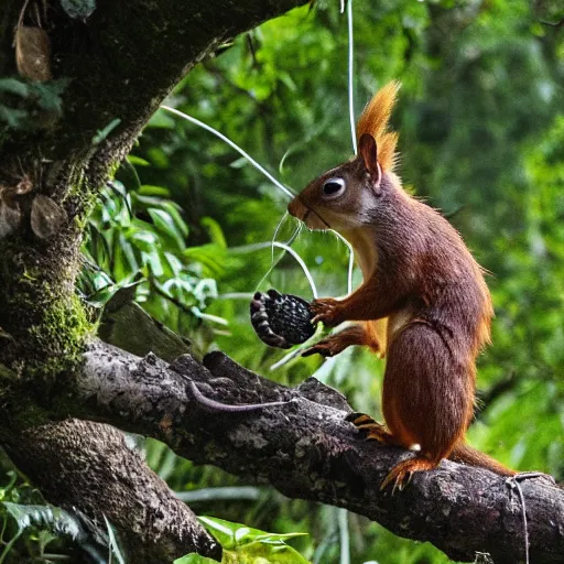 Prompt: amazing amazonian hunting a squirrel, photograph