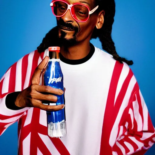 Image similar to Snoop Dogg holding a pepsi for a 1990s sitcom tv show, Studio Photograph, portrait, C 12.0