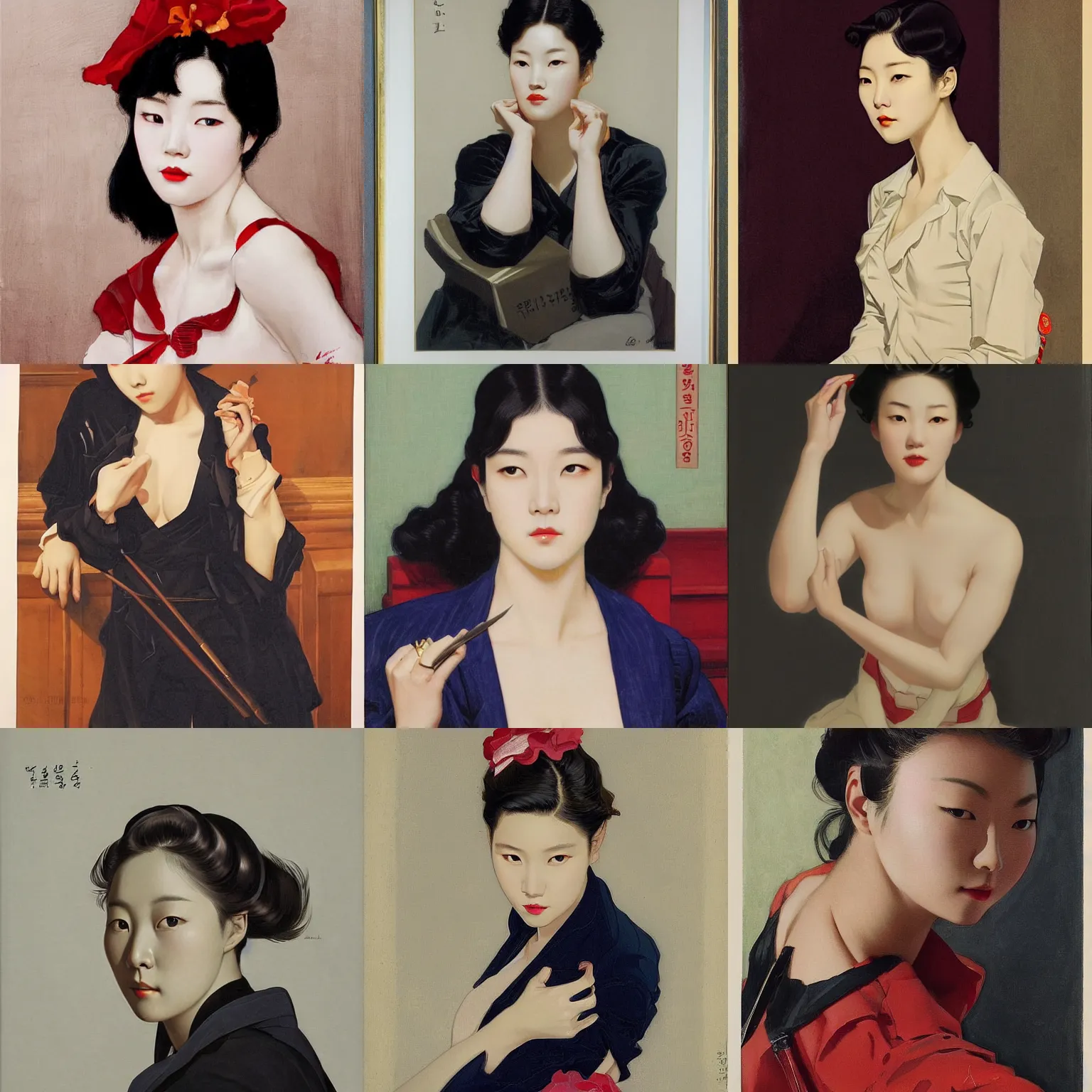 Prompt: lee jin - eun by j. c. leyendecker, rule of thirds, seductive look, beautiful