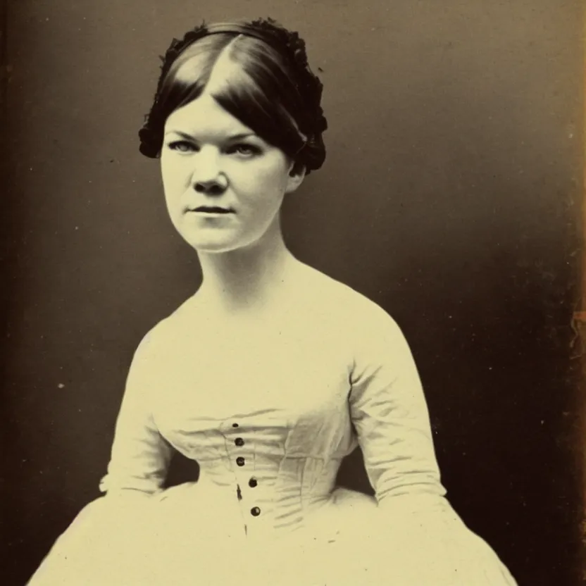 Prompt: amy bruni looking beautiful 1 8 0 0 s vintage photo, candid photo, 8 k,