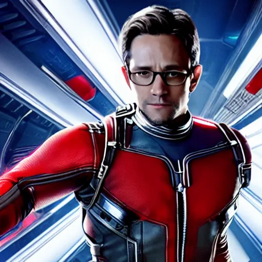 Prompt: film still of Joseph Gordon Levitt as antman in new avengers film, 4k