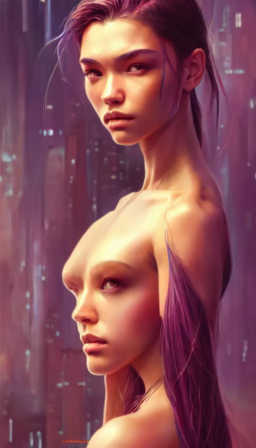 Image similar to altered carbon, madison beer girl portrait, made by stanley artgerm lau, wlop, rossdraws, james jean, andrei riabovitchev, marc simonetti, yoshitaka amano, beksinski artstation, cgsociety