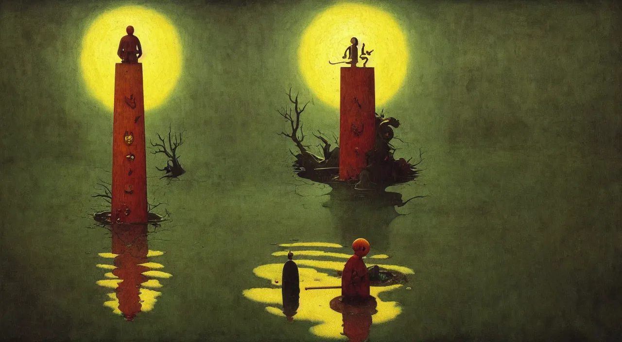 Prompt: single flooded simple!! tribal totem, very coherent and colorful high contrast masterpiece by norman rockwell franz sedlacek hieronymus bosch dean ellis simon stalenhag rene magritte gediminas pranckevicius, dark shadows, sunny day, hard lighting