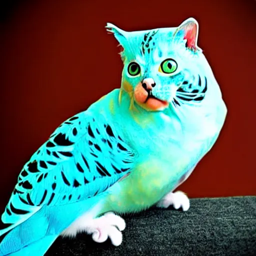 Image similar to a feline budgerigar - cat - hybrid, animal photography