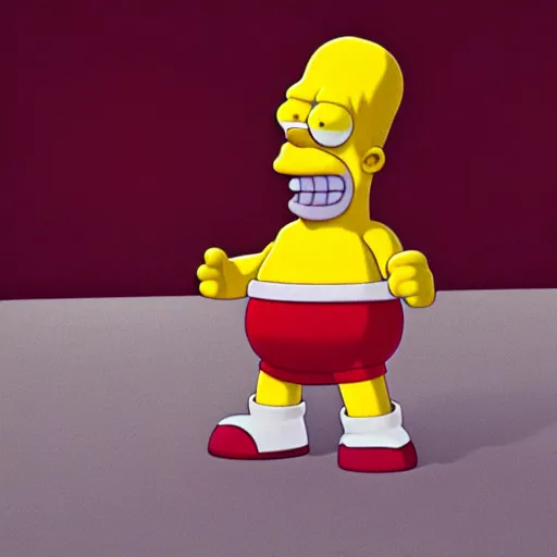 Image similar to A high res octane blender render photograph of Homer Simpson.