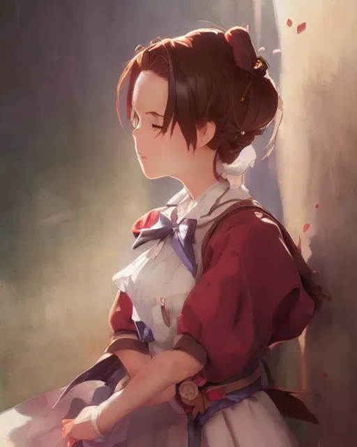 Prompt: young girl in maid uniform by Stanley Artgerm Lau, WLOP, Rossdraws, James Jean, Andrei Riabovitchev, Marc Simonetti, and kyoani, krenz cushart, pixiv, fine details