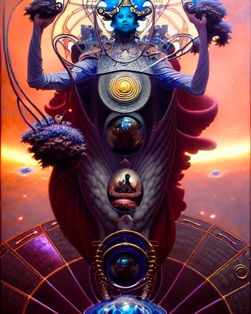 Image similar to the emperor tarot card, fantasy character portrait made of fractals, ultra realistic, wide angle, intricate details, the fifth element artifacts, highly detailed by peter mohrbacher, hajime sorayama, wayne barlowe, boris vallejo, aaron horkey, gaston bussiere, craig mullins