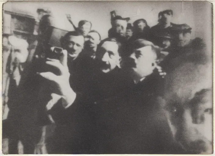 Image similar to polaroid selfie by adolf hitler