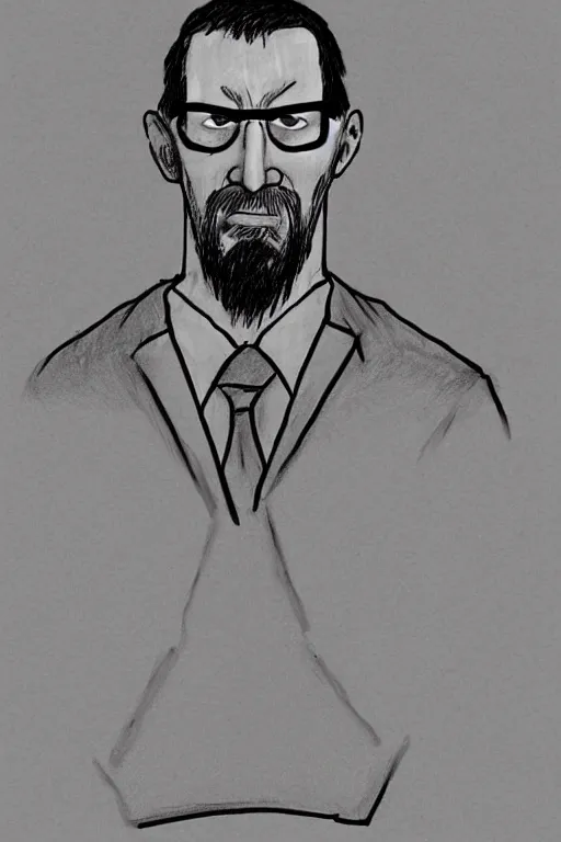 Image similar to silly drawing of Gordon Freeman from half life, concept art