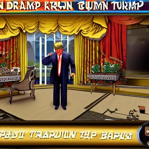 Image similar to screenshot from pc game kingpin : donald trump as gangster