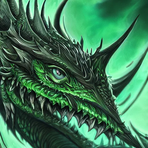 Prompt: a green dragon, digital painting, trending on artstation, matte painting, highly detailed, intricate linework