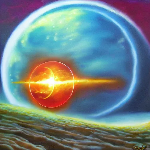 Image similar to surreal nuclear eclipse blast, art by sandra pelser, joshy sly