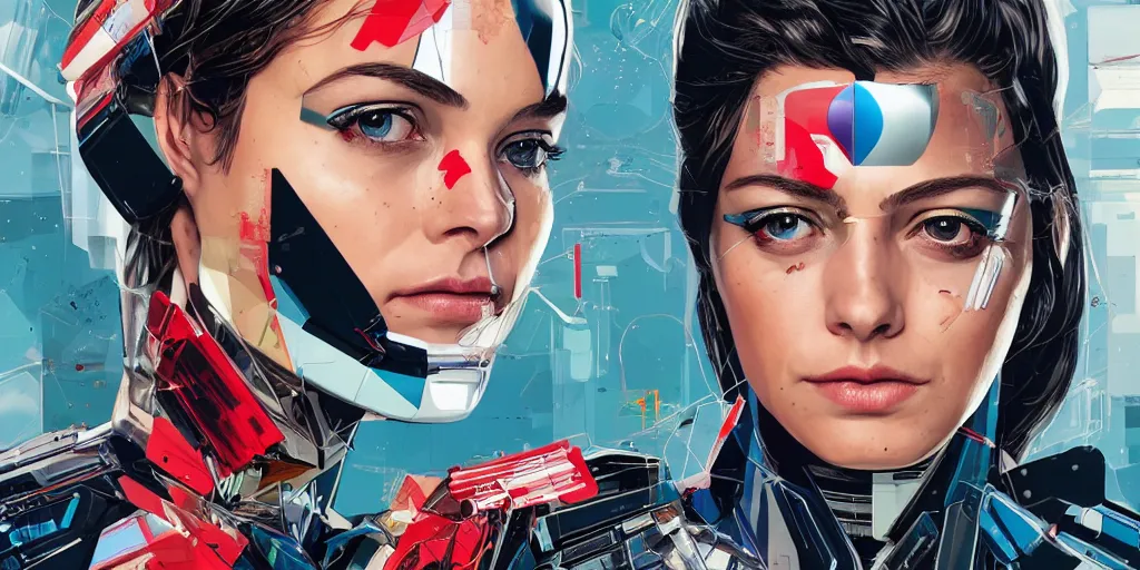 Image similar to a portrait of a single female android, by MARVEL comics and Sandra Chevrier, 4k