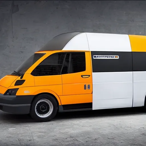 Image similar to A commercial van designed and produced by Lamborghini, PostNL livery, promotional photo