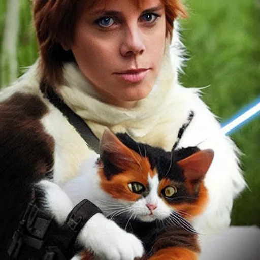 Image similar to a calico cat as luke skywalker