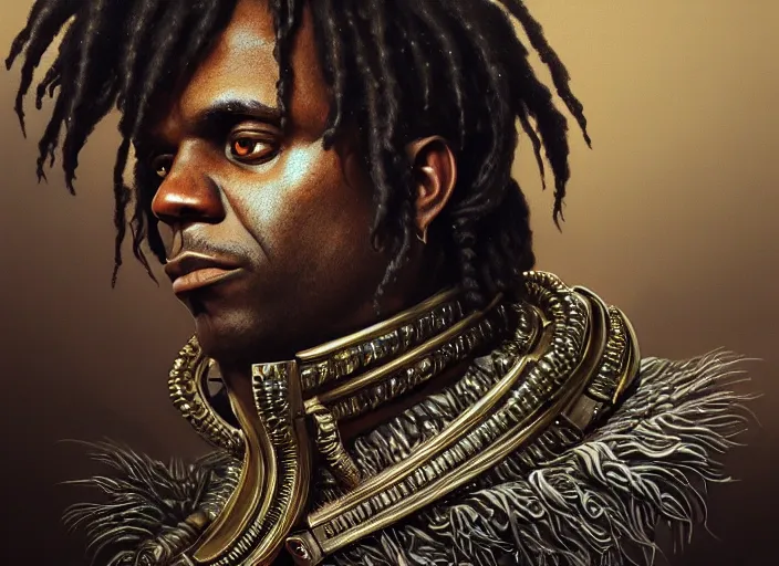 Prompt: chief keef, fantasy, dramatic, intricate, elegant, highly detailed, digital painting, artstation, concept art, smooth, sharp focus, illustration, art by Gustave Dore, octane render