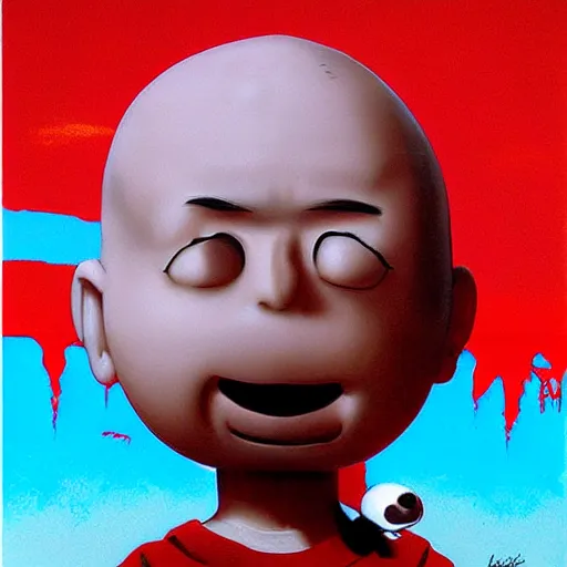 Prompt: ultra realist soft painting portrait of Charlie Brown in Akira, symmetry accurate features, very intricate details, volumetric lighting, by Katsuhiro Otomo