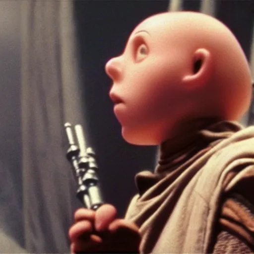 Image similar to a film still of mogwai as a jedi in star wars realistic, detailed