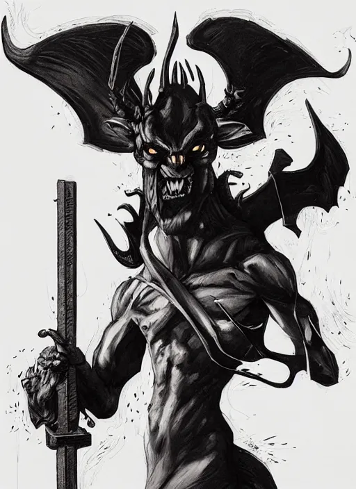 Prompt: demon holding a sign with the word writing P H L O X written on it in black marker by artgerm and Craig Mullins, James Jean, Andrey Ryabovichev, Mark Simonetti and Peter Morbacher 16k