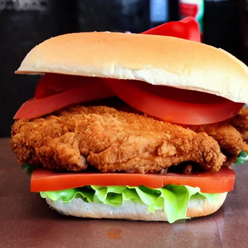 Prompt: fried chicken sandwich burger