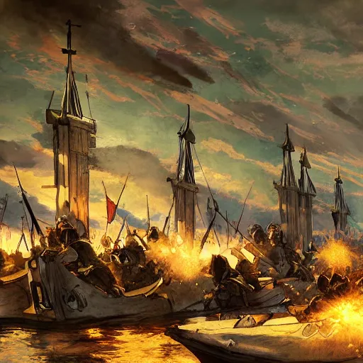 Image similar to Hundred Years War of Orleans, anime concept art by Makoto Shinkai