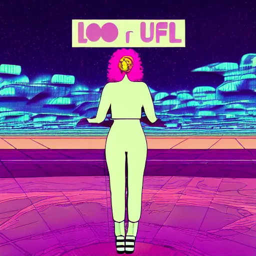 Image similar to lofi vaporwave retro futurism album artwork underground unknown lonely girl