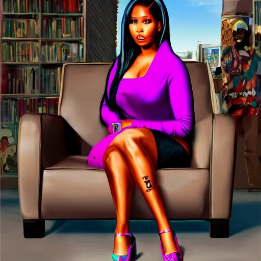 Image similar to nicki minaj sitting in the lap of barack obama in gta v cover art, hyper realistic, highly detailed, trending on artstation