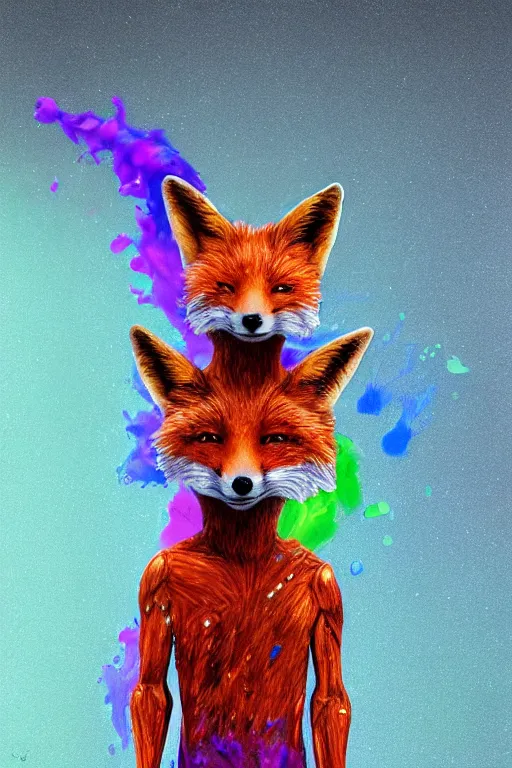 Image similar to a humanoid fox wearing scientist's clothes and doing experiments with colorful chemicals, digital painting, masterpiece, digital art, high quality, highly detailed, concept art, trending on deviantart, high coherence, anatomically correct, five fingers, cinematic, high definition, path traced