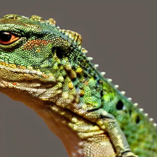 Prompt: a lizard as mark zuckerberg, photorealistic