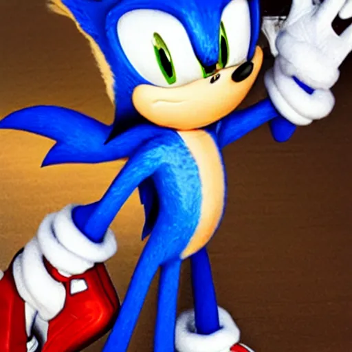 Image similar to Low Quality paparazzi photo of sonic