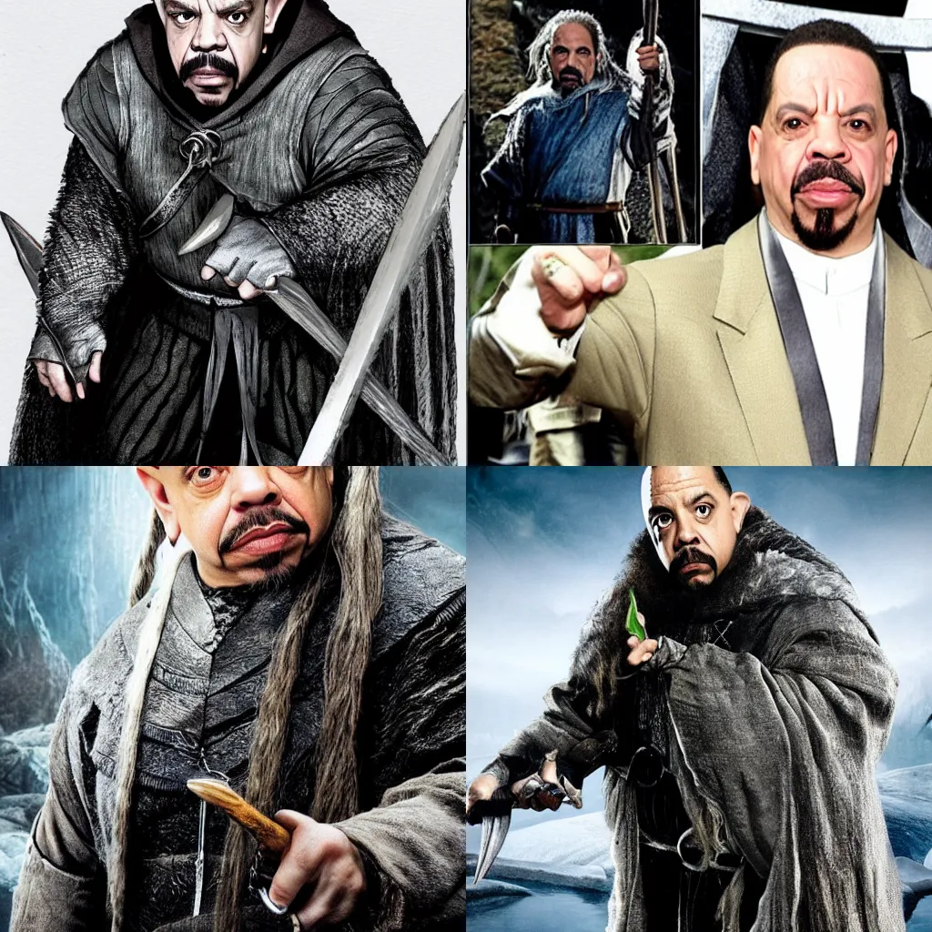 Prompt: ice t as a character in lord of the rings, hobbit, fantasy movie