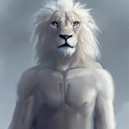 Image similar to a beautiful award winning commission of a fit male anthro albino lion dressed in soccer outfit,digital art,art by greg rutkowski,character design by charles bowater,ross tran,photorealistic,highly detailed,detailed face,4k,dramatic,deviantart,artstation